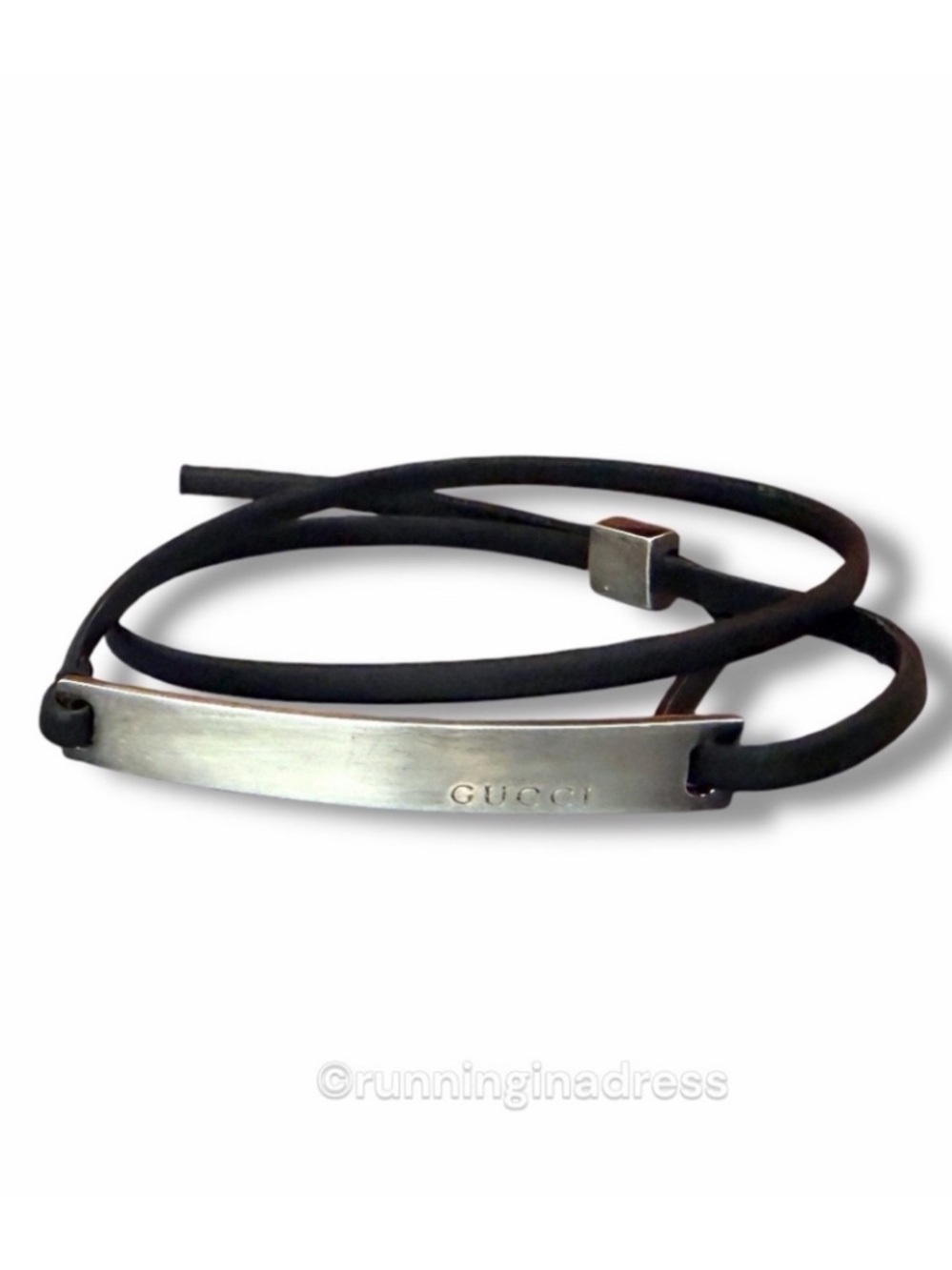 Vintage Gucci Tom Ford Y2K 925 Silver ID Bar Choker Wrap Bracelet